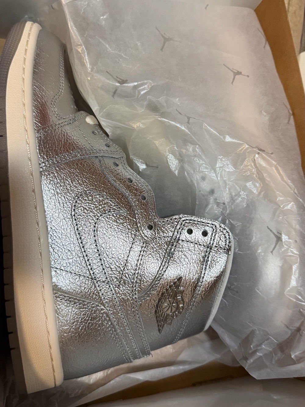 Jordan Women's Metallic Silver High-Top Sneakers